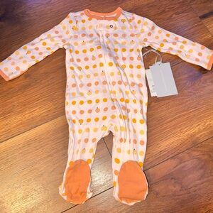 Cloud Island Orange and Yellow Polka Dot Footie pumpkin halloween